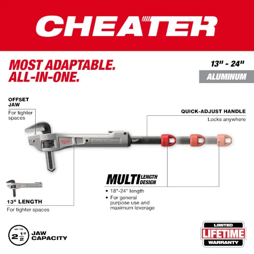 Llave adaptable acodada para tubos de aluminio CHEATER