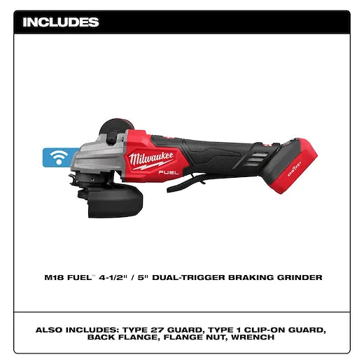 Rectificadora con freno de gatillo doble M18 FUEL™ de 4-1/2" / 5"