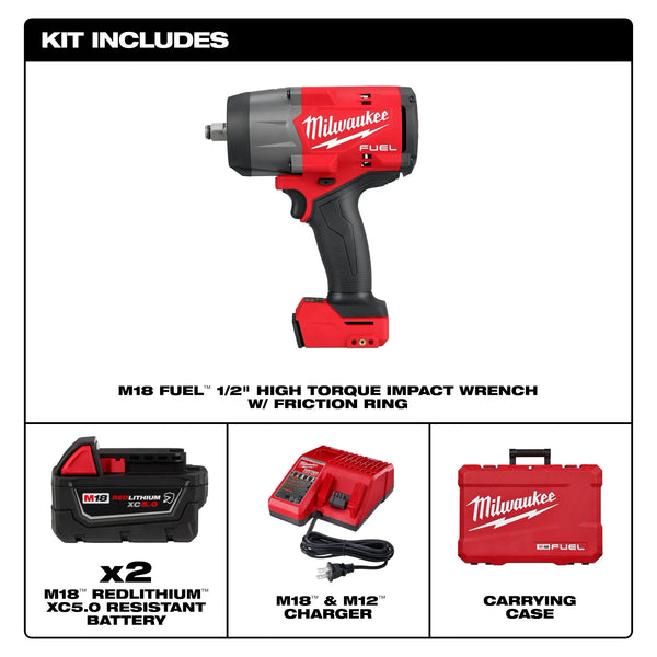 Kit de llave de impacto de torque alto M18 FUEL™ de 1/2" con anillo de fricción 2967-22