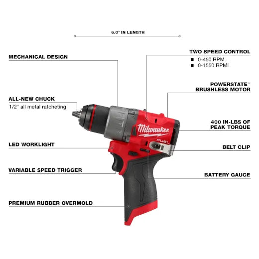 Taladro/destornillador M12 FUEL™ de 1/2" 3403-20