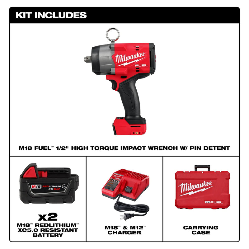 Kit de llave de impacto de torque alto M18 FUEL™ de 1/2" con retención de pasador 2966-22