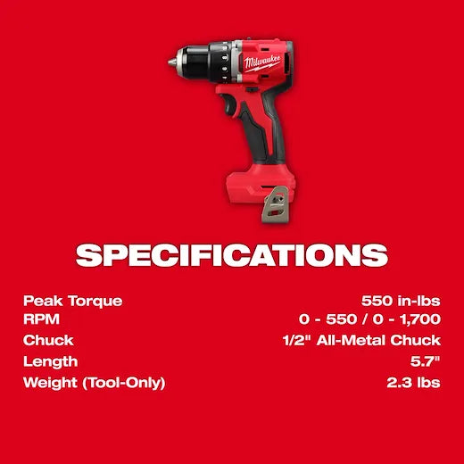 Taladro/destornillador compacto sin escobillas M18™ de 1/2" 3601-20