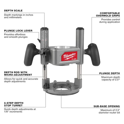 Base de inmersión de rebajadora de 1/2" de Milwaukee 48-10-2838