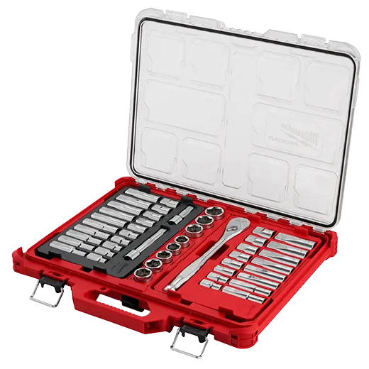 Bandeja PACKOUT™ para juego de 47 piezas de llave de trinquete y cubos con boca de 1/2" SAE y métricos
