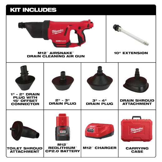 Kit de pistola de aire para limpiar drenajes M12™ AIRSNAKE™ 2572B-21