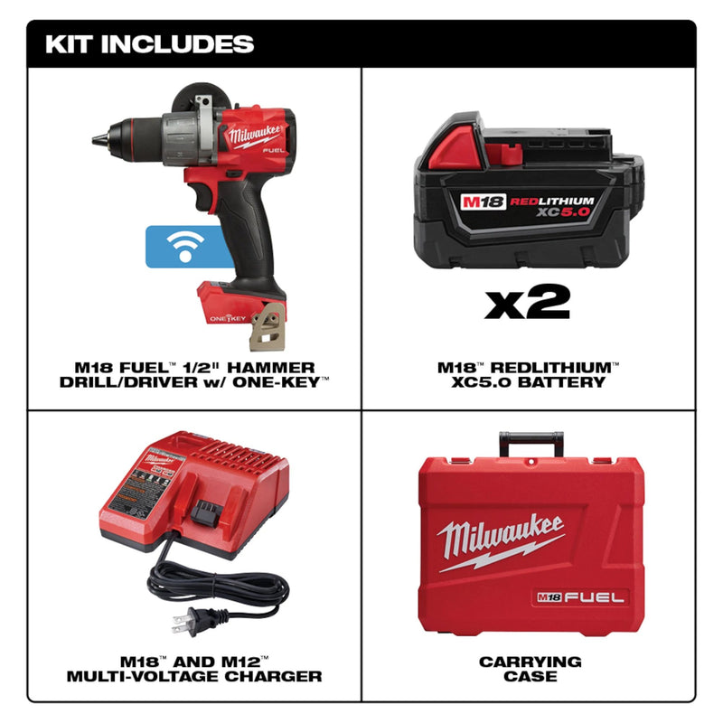 Taladro percutor M18 FUEL™ de 1/2" con kit ONE-KEY™ 2802-22