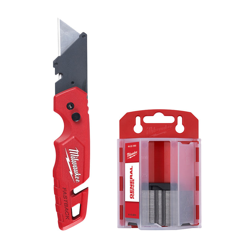 Navaja multiusos plegable con almacenamiento y cuchillas de 50 piezas 48-22-1504