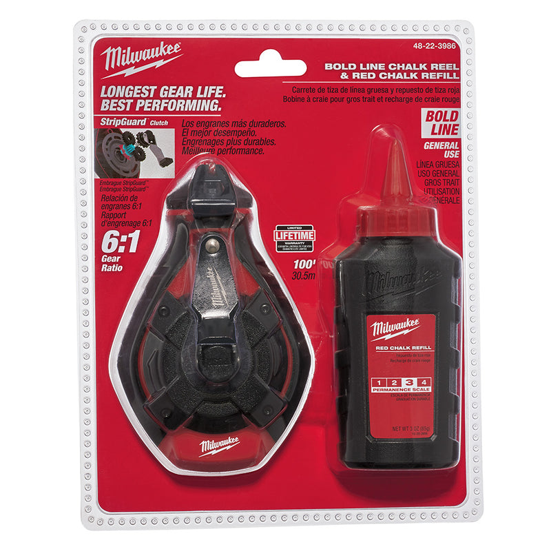 Kit tiralinea negro 100' con tiza roja 48-22-3986