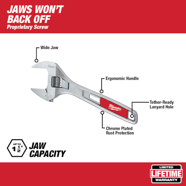 Llave ajustable de mordaza ancha de 8" 48-22-7508