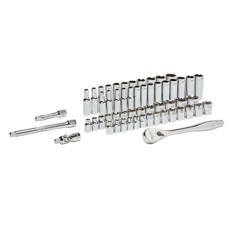 Juego de dados y trinquete de 56 piezas con impulsor de 3/8" - SAE y métrico 48-22-9008