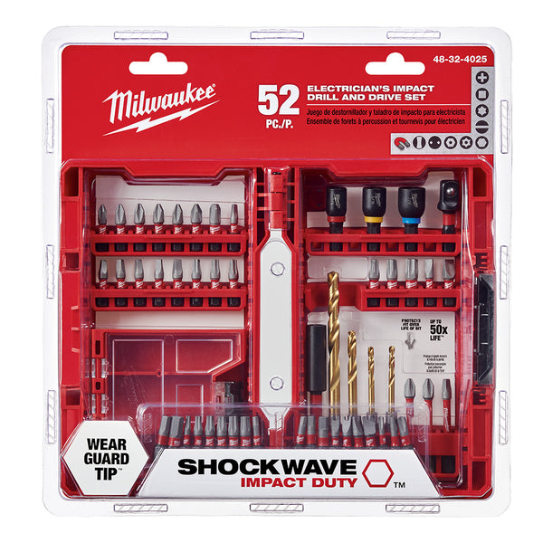 JUEGO DE PUNTAS DE IMPACTO PARA ELECTRICISTA SHOCKWAVE DE 52 PIEZAS 48-32-4025
