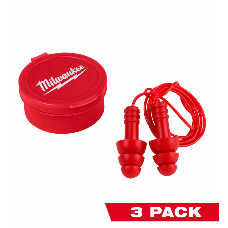 3PK Tapones auditivos reutilizables con cable 48-73-3151