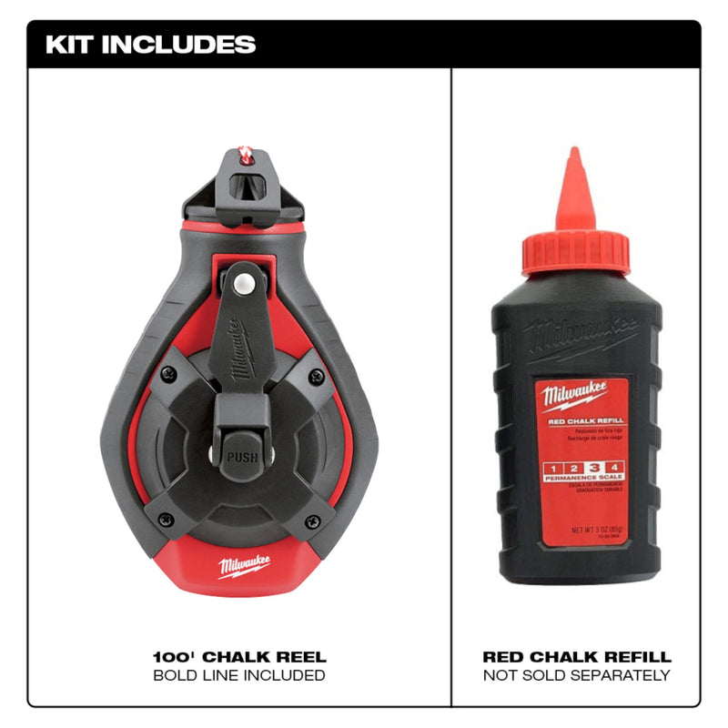 Kit tiralinea negro 100' con tiza roja 48-22-3986